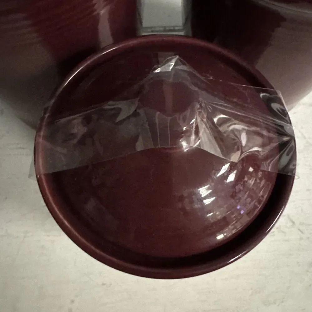 Set Of 3 Fiesta‎ Ware Canister Cinnabar Retired EUC Ceramic Burgundy Fiesta Ware
